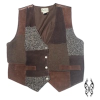a brown vest with patches on it