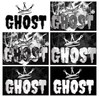 the ghost logo in black and white with a crown on it