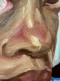 a painting of a woman laying on a bed