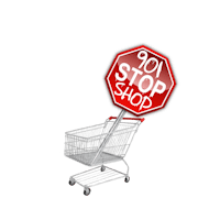 a shopping cart with the word stop shop on it