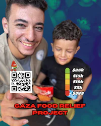 a man and a child with the words gaza food relief project