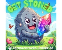 a cartoon stone with the words get stoned