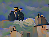 a painting of a man in a top hat
