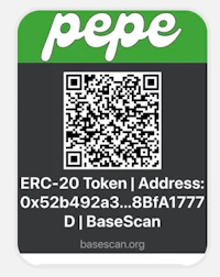 pepe erc20 token address qr code sticker