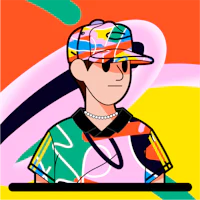 a cartoon of a man wearing a hat and sunglasses