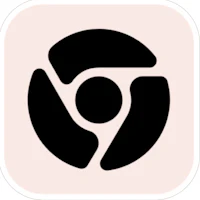 a white icon with a black circle on it