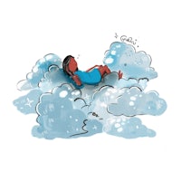 a drawing of a spider - man sleeping in the clouds