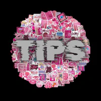 a pink circle with the word tips on it