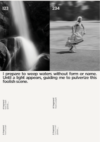 a black and white photo of a woman running down a waterfall