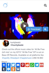 a screenshot of a facebook page with a music video on it