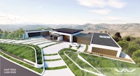 a rendering of a modern home on a hillside