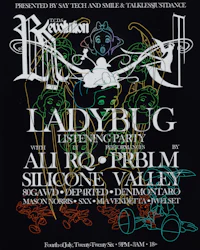 a poster for ladybug's listening party