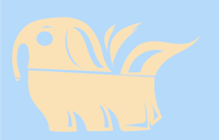 a white elephant on a blue background