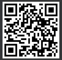 a black and white qr code on a black background