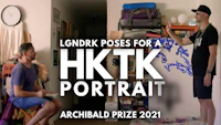 two men in a room with the words lenk poses for a hkt portrait