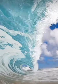 a surfer is riding a wave in the ocean