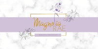 magnolia rae logo on a marble background