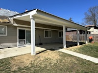 a home with a covered patio