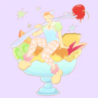 a girl sitting in a bowl with a fork