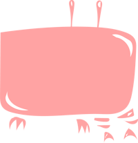 a pink tv with claws on it