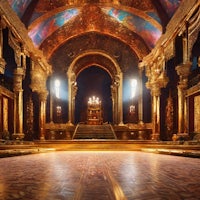 an ornately decorated room with a wooden floor and ornate ceiling