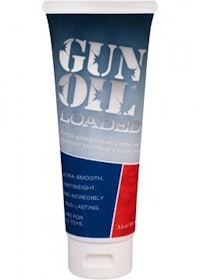 a tube of gun oil loaded on a white background