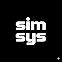 simsys logo on a black background