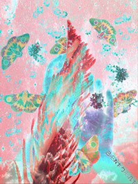 an image of a person with butterflies in the air