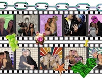a collage of photos with a film strip in the middle
