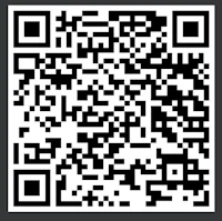a black and white qr code on a black background