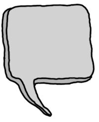 a gray speech bubble on a white background