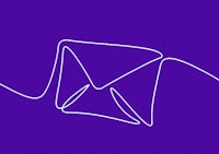 a line drawing of an envelope on a purple background