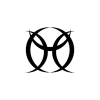 a black and white logo with an o in the middle