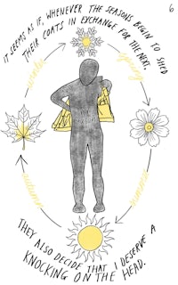 a drawing of a man with a flower in his hand