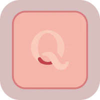a pink square with the letter q on it