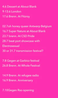 a pink poster with a list of names on it