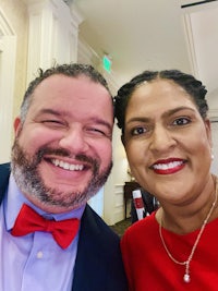 a man and a woman posing for a photo