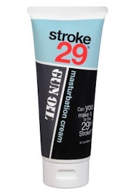 a tube of stroke 29 cream on a white background