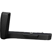a black holder for a camera on a white background