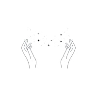 a pair of hands reaching out to the stars