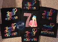 a group of t - shirts with the name of jojo's squad