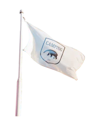 a white flag with the word camping on it