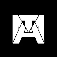 a white logo with the letter m on a black background