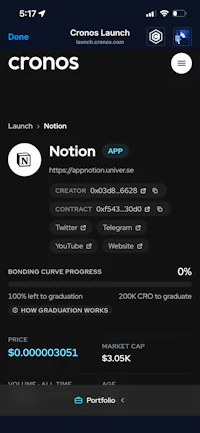 a screenshot of the cronos app on an iphone