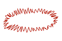 a red wavy line on a black background