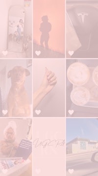 a collage of photos with a dog and a dog