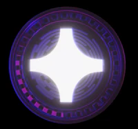 a blue and purple circle with a cross in the middle