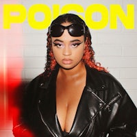 the cover of poison magazine with a woman in a leather jacket
