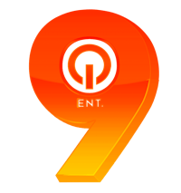 an orange and orange logo with the number 9