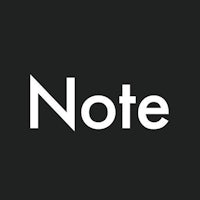 the note logo on a black background